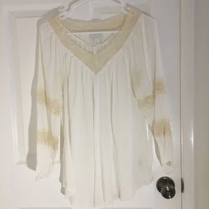 Charter club boho white blouse size M